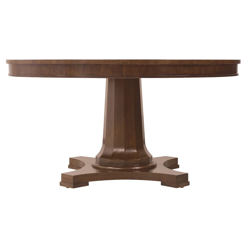 Alaine Updated Traditional Brown Walnut Round Dining Table - 60"
